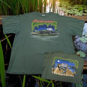 Vintage 90s Budweiser Frogs Alligator Beer Graphic T-shirt Wild‎ Oats 2XL